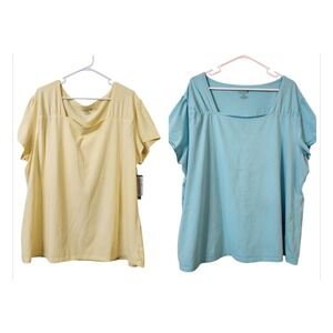 Lot of 2 ~ Women's Willow Bay Wardrobe Basics Shirt Top Yellow Blue Plus Size 4X